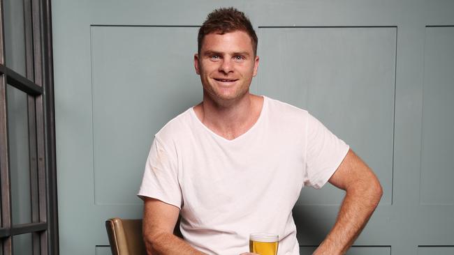 Heath Shaw enjoys a beer for his 35th birthday. Picture: David Swift