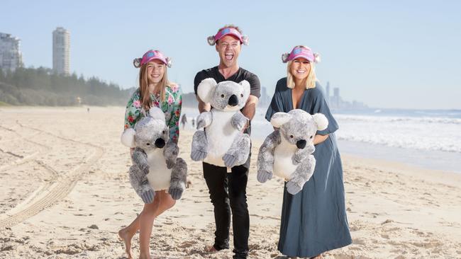 GemLife Gold Coast Beach Parade entrants Emilia Danielle, Lincoln Lewis and Candice Dixon. Picture: Tim Marsden.