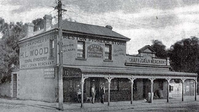 The H.L Wood general store in the 1850s: the store’s owners petitioned to change the name of Irishtown to Preston in 1856.