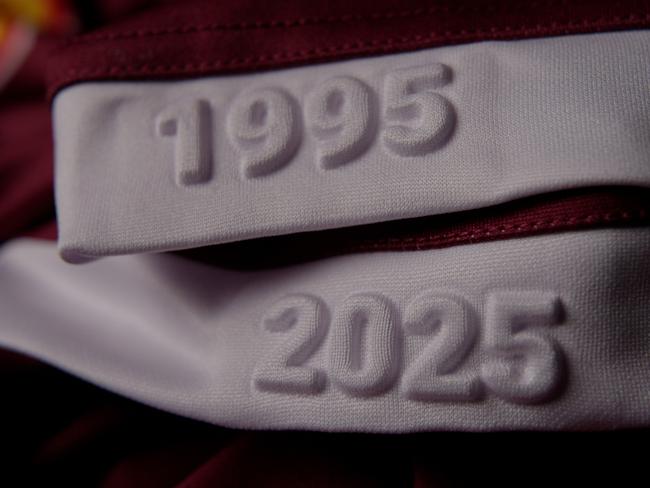 The 2025 Queensland Maroons State of Origin jersey for this years series pays respect to the 1995 winners. Picture: QRL