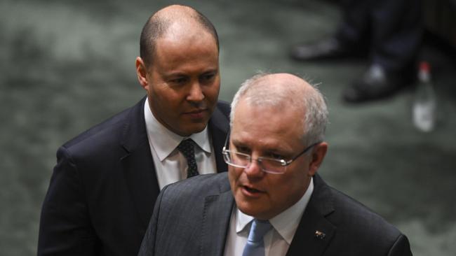 Australian Prime Minister Scott Morrison and Australian Treasurer Josh Frydenberg have a long road ahead of them. Picture: AAP/Lukas Coch