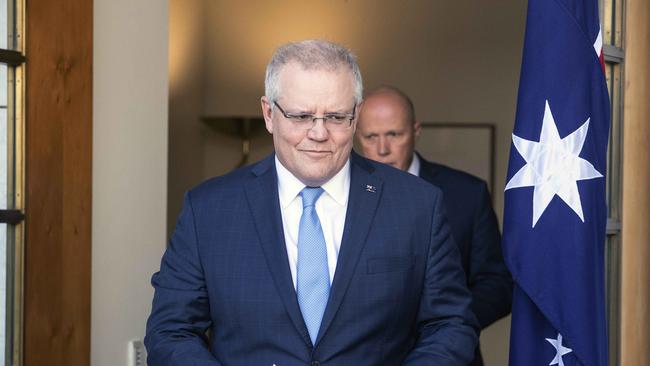 Prime Minister Scott Morrison at Parliament House in Canberra today. Picture: Gary Ramage