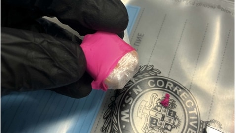 Authorities find contraband hidden in a balloon.