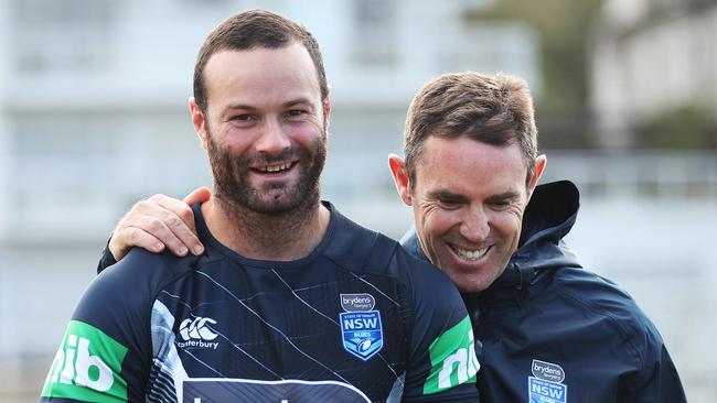 Blues skipper Boyd Cordner and coach Brad Fittler. Picture: Phil Hillyard