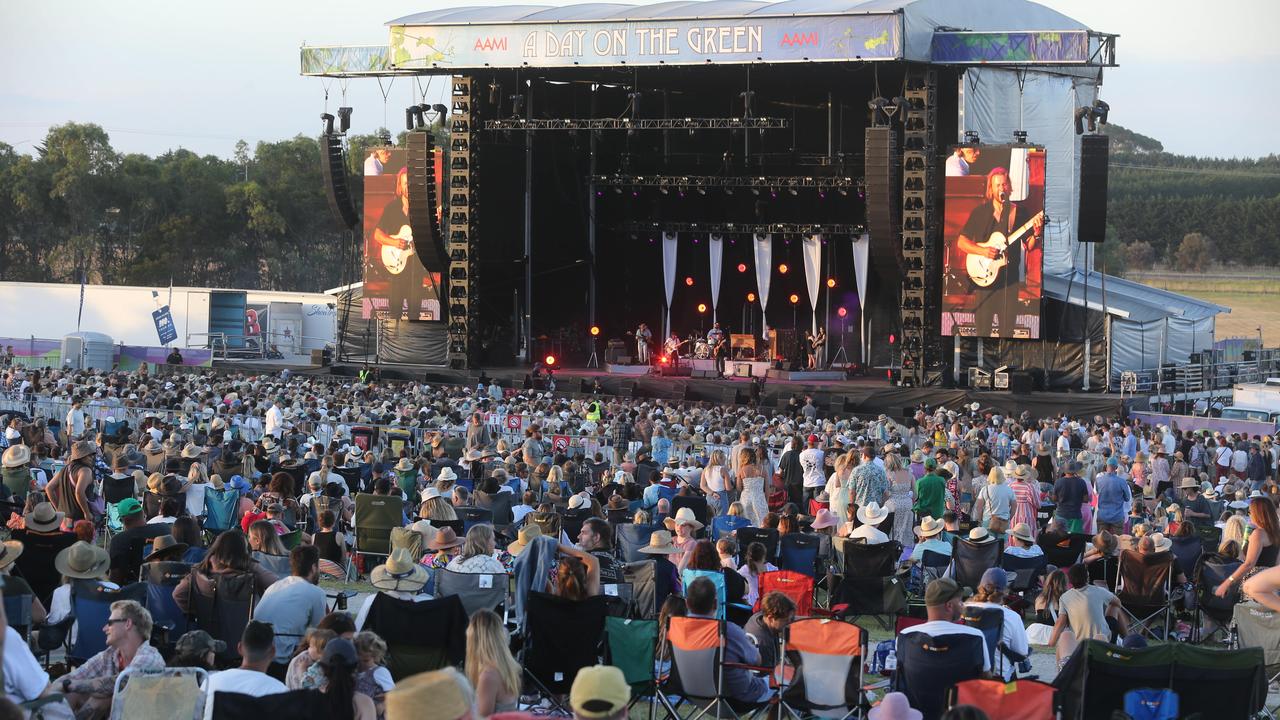 The sun sets as The Teskey Brothers play. Picture: Mike Dugdale