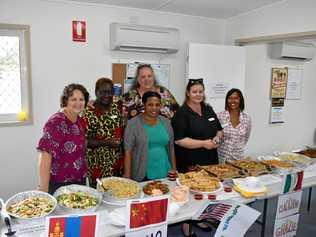 DIG IN: Lockyer Valley Community Centre volunteers at the Harmony Day food tasting. Picture: Dominic Elsome