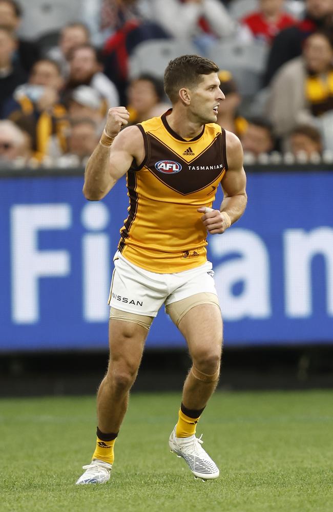 Luke Breust was the sub for most games in 2025 for Hawthorn. Picture: Darrian Traynor/AFL Photos/Getty Images.