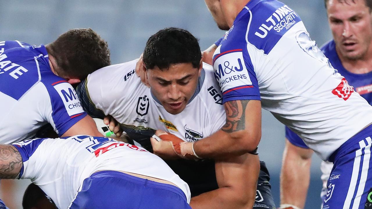 Jason Taumalolo of the Cowboys is tackled.