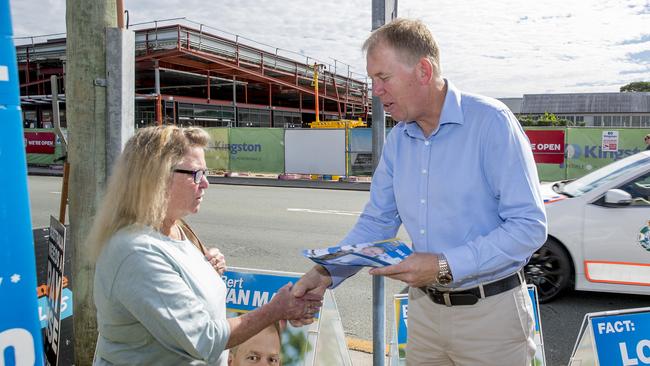 Forde Federal electorate candidate Bert Van Manen at the Beenleigh polling booth. Picture: Jerad Williams