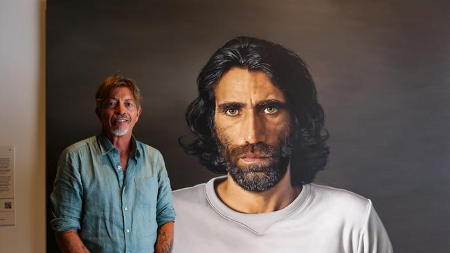 Six time Archibald Prize Finalist Angus McDonald wins the 2020 Archibald Prize ANZ People's Choice award for his portrait of Behrouz Boochani a Kurdish – Iranian writer, poet, filmmaker and journalist at the NSW Art Gallery in Sydney Australia. Picture: NCA NewsWire / Gaye Gerard