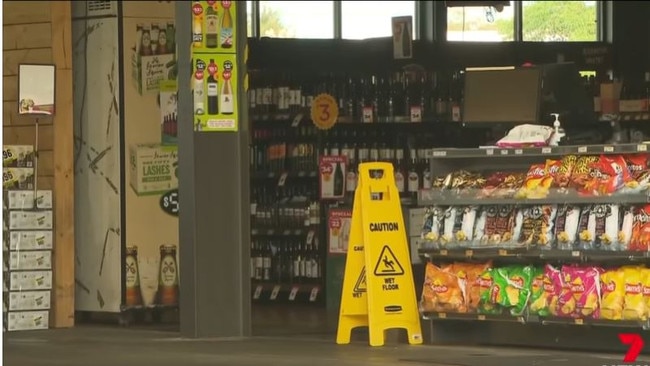 Bottle shop workers have come off second best after confronting a group of thieves at Plympton last week. Picture: 7NEWS