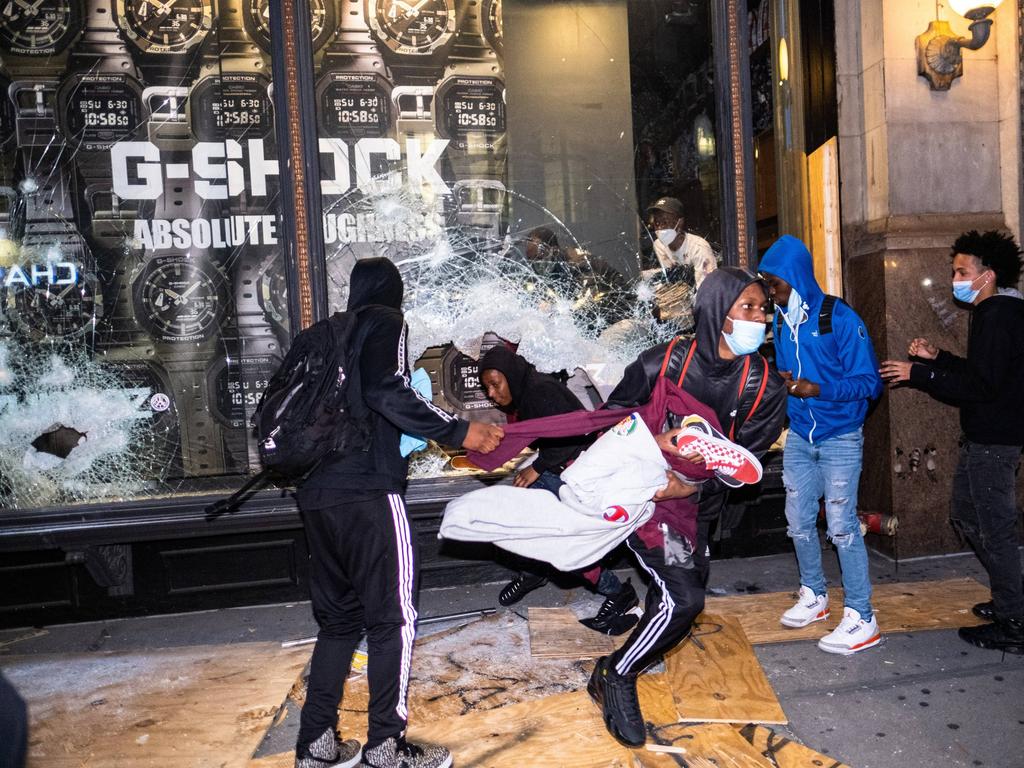 Stores are looted in and around Union Square. Picture: Stephen Yang/MEGA