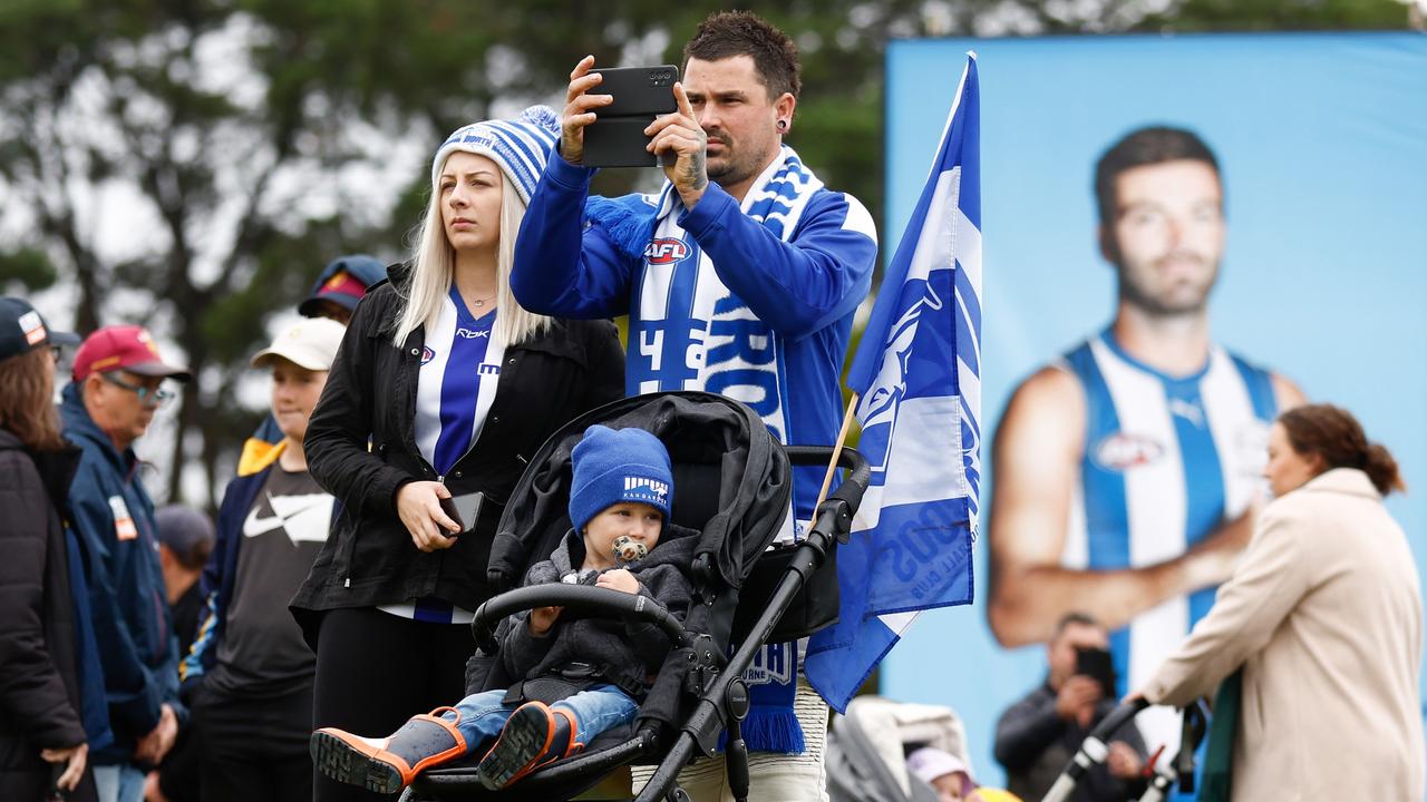 Footy fans soak up the action in SA for Saturday’s offering of Gather Round clashes. Picture: Michael Willson/AFL Photos via Getty Images