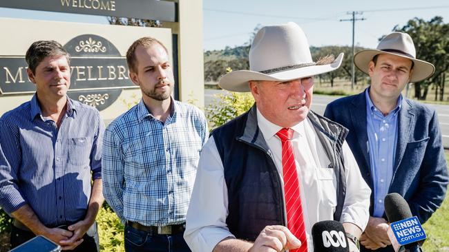 Deputy PM and New England MP Barnaby Joyce at Muswellbrook to announce funding for the town's New England Highway bypass. Picture: Brad Hunter.