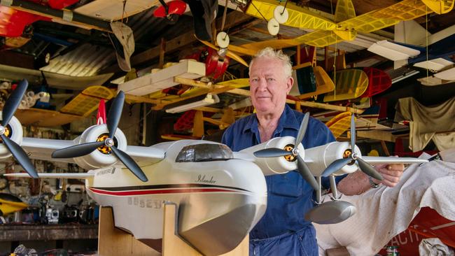 David Helmrich with his model aeroplane. Picture: Michaela Harlow