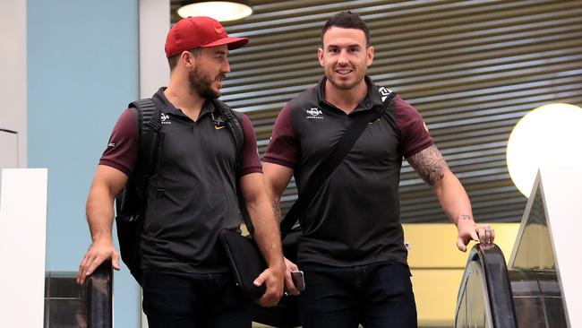 Former Broncos teammates Ben Hunt and Darius Boyd. Picture: Adam Head