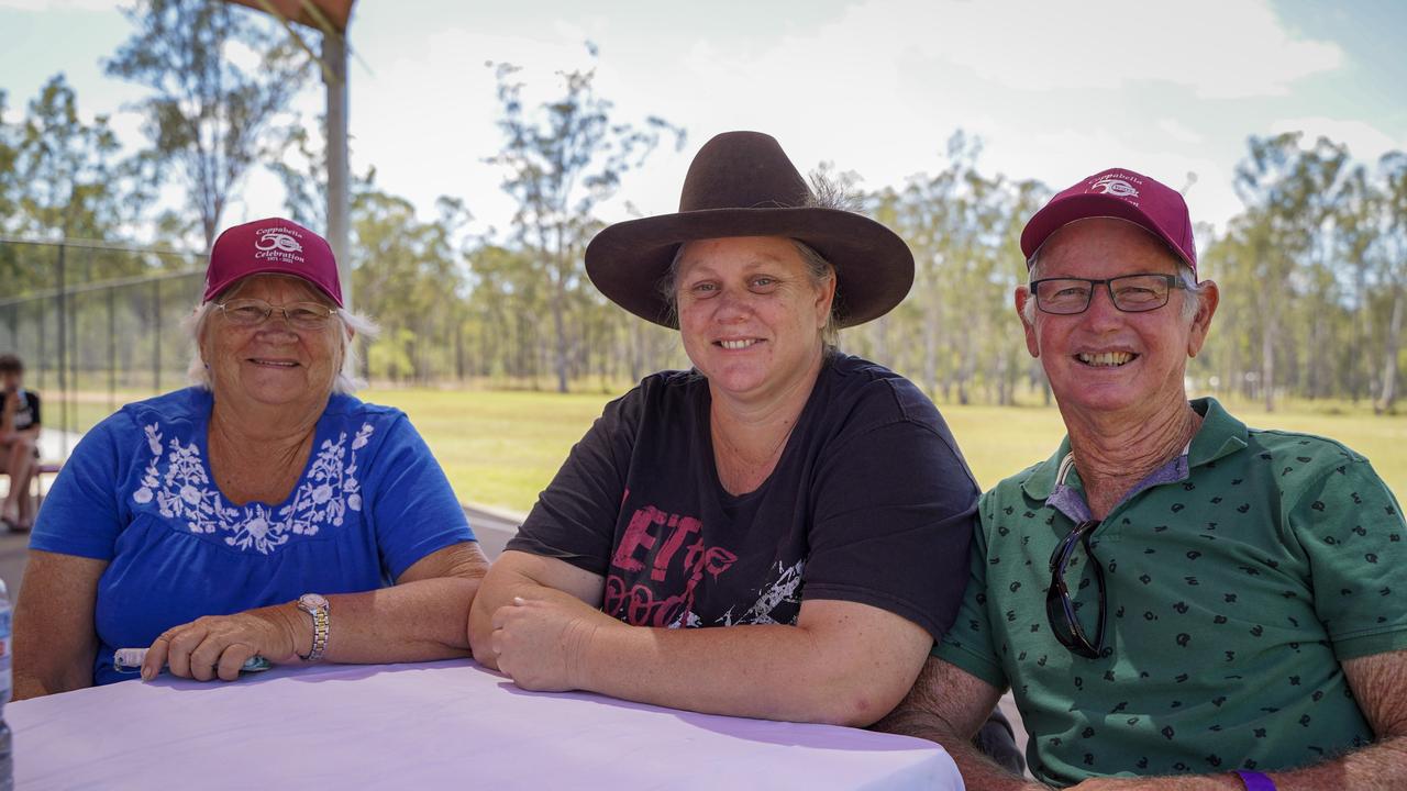 Ann McLeod, Amanda McLeod and Noel McLeod, all of Bloomsbury at the 40th birthday celebrations of Coppabella State School. Mr McLeod was instrumental in the opening of the school and was later the president of the P & C. Picture: Heidi Petith