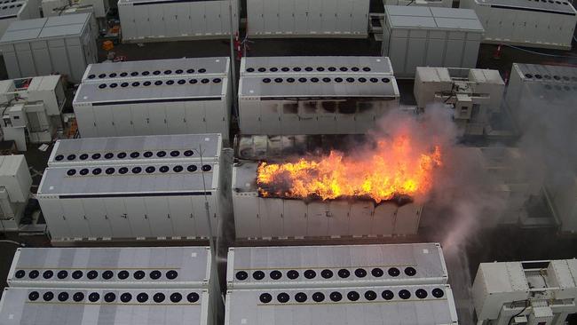 An aerial view of the Victorian Big Battery which caught fire recently.