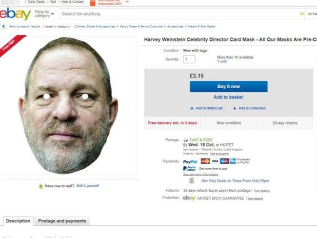 Harvey Weinstein Halloween masks have emerged online. Picture: eBay