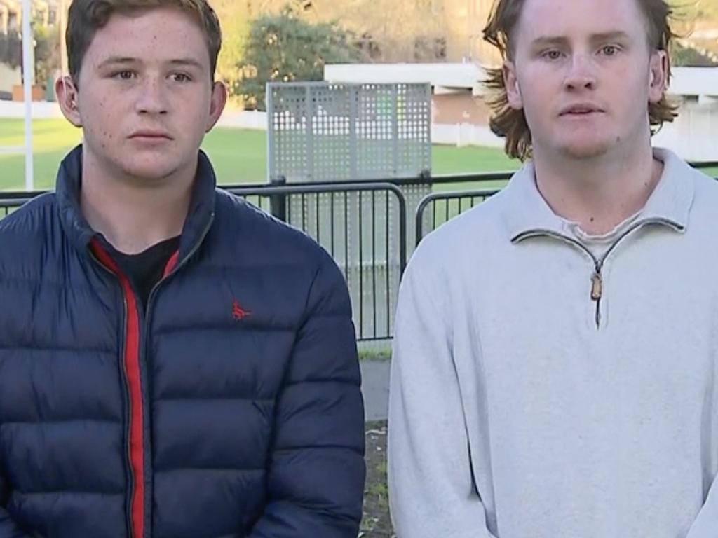 21-year-old spectators, Flyn (left) and Oscar (right) . Picture: Supplied/Nines News.