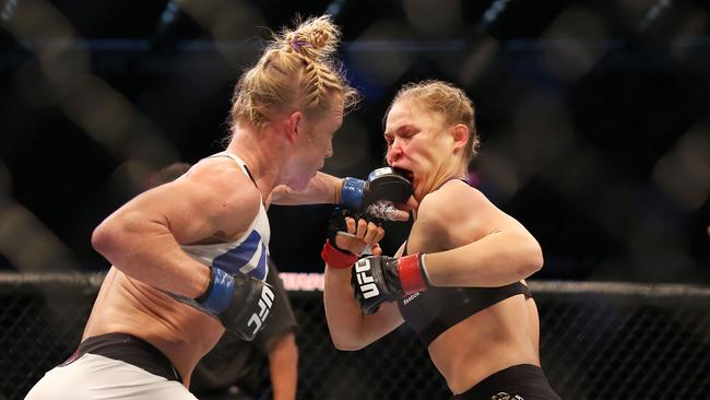 Melbourne is no stranger to blockbuster showdowns such as the famous fight between Ronda Rousey and Holly Holm, in 2015. Picture: Quinn Rooney/Getty Images