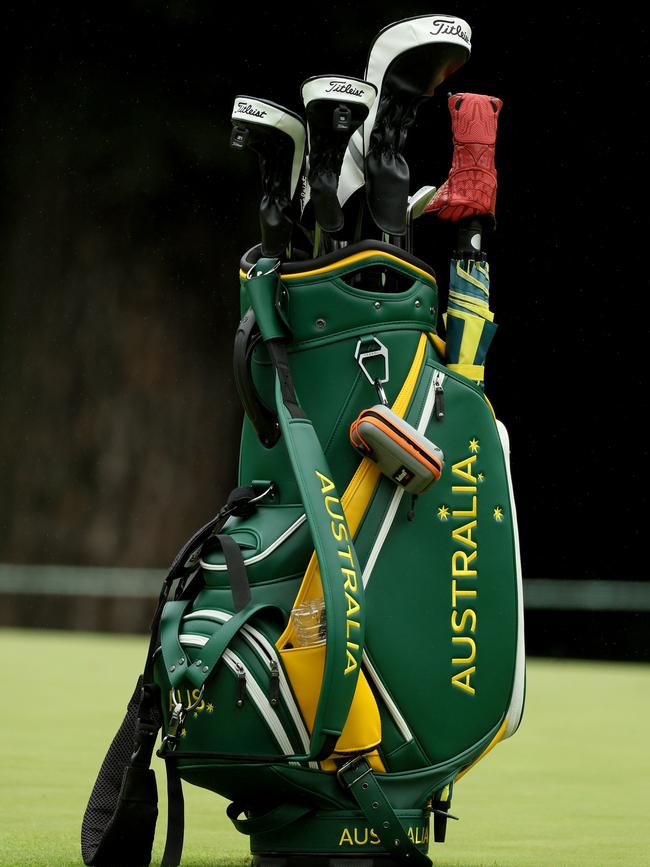 Cameron Smith’s Team Australia's bag (Photo by Mike Ehrmann/Getty Images)