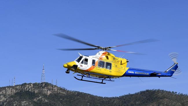 Retrieval options of the couple involved in the crash were delayed due to bad weather. Picture: RACQ CQ Rescue