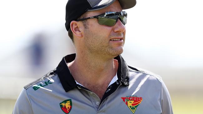 Adam Griffith, Senior Assistant Coach of Tasmania is seen during the Marsh Sheffield Shield cricket match between Western Australia and Tasmania at the WACA in Perth, Thursday, October 10, 2019. (AAP Image for Cricket Australia/Gary Day) NO ARCHIVING, EDITORIAL USE ONLY, IMAGES TO BE USED FOR NEWS REPORTING PURPOSES ONLY, NO COMMERCIAL USE WHATSOEVER, NO USE IN BOOKS WITHOUT PRIOR WRITTEN CONSENT FROM AAP