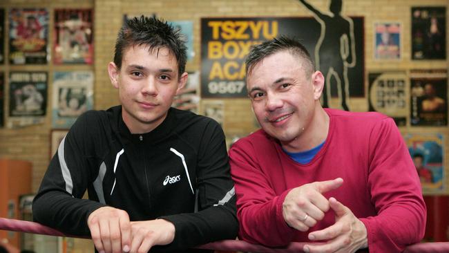 Kostya Tszyu with son Tim, then 14, in 2010. Picture: Angelo Soulas.