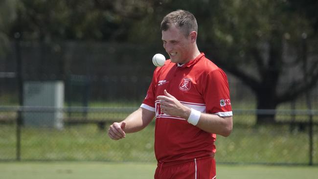 DDCA cricket: Springvale South v Hallam Kalora Park at Alex Nelson Reserve. Hallam bowler Josh Dowling. Picture: Valeriu Campan