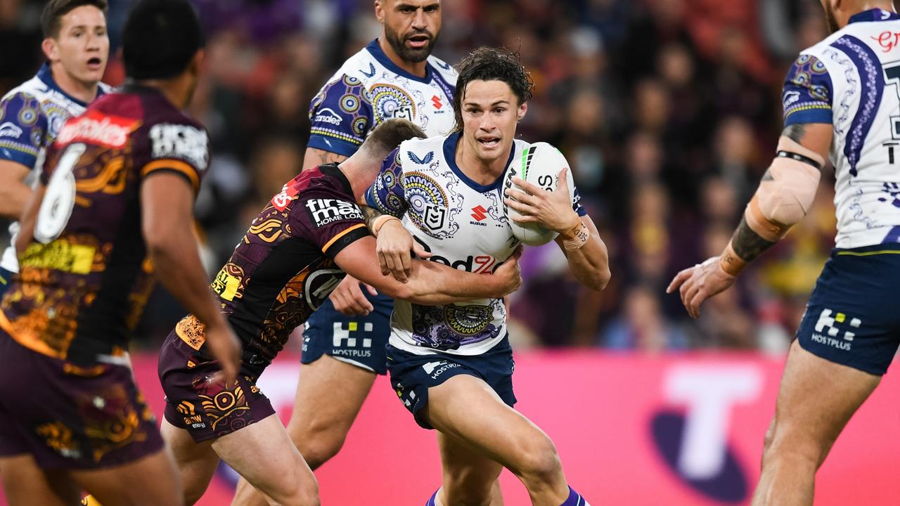 Nicho Hynes was outstanding for the Storm. Picture: Nathan Hopkins/NRL Photos