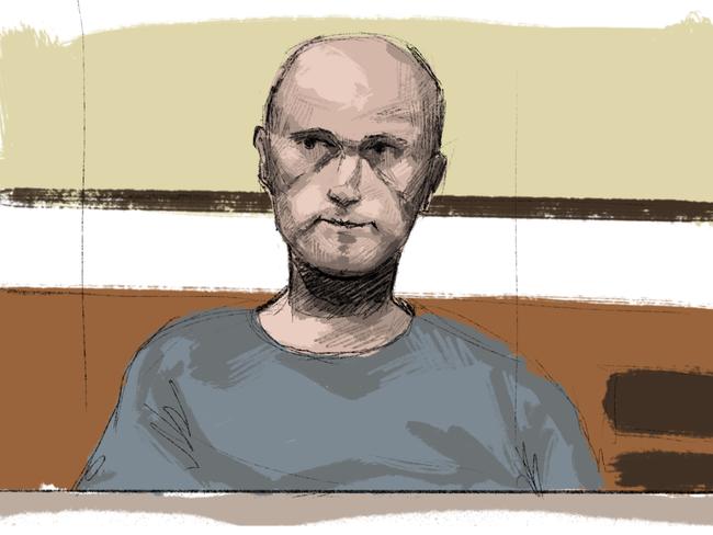 10/07/2024  Court sketch,  Stephen Fleming,  accused of the murder of Annette Brennan.  picture: 9 News