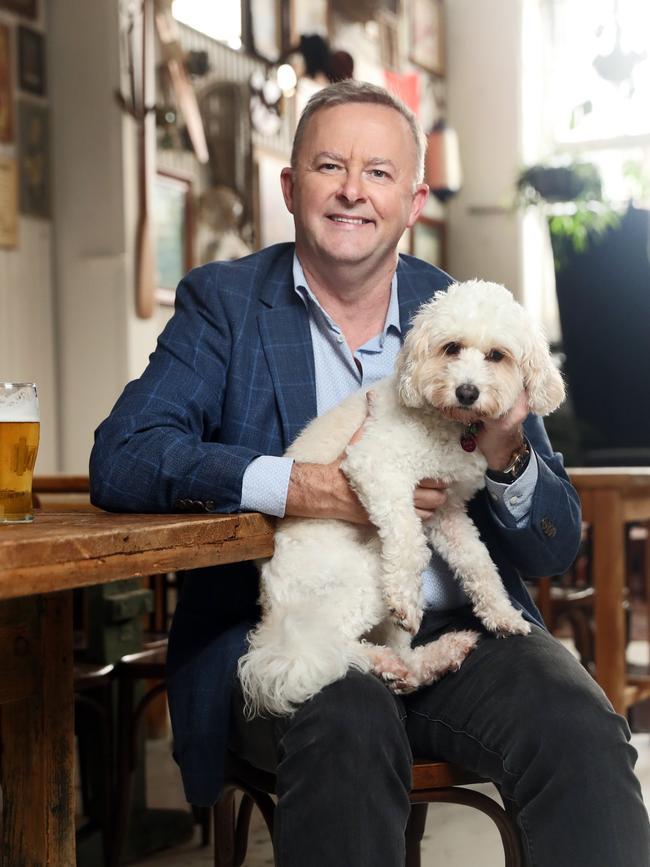 The inseparable duo at the Boatman pub in St Peters in Sydney. Picture: Richard Dobson