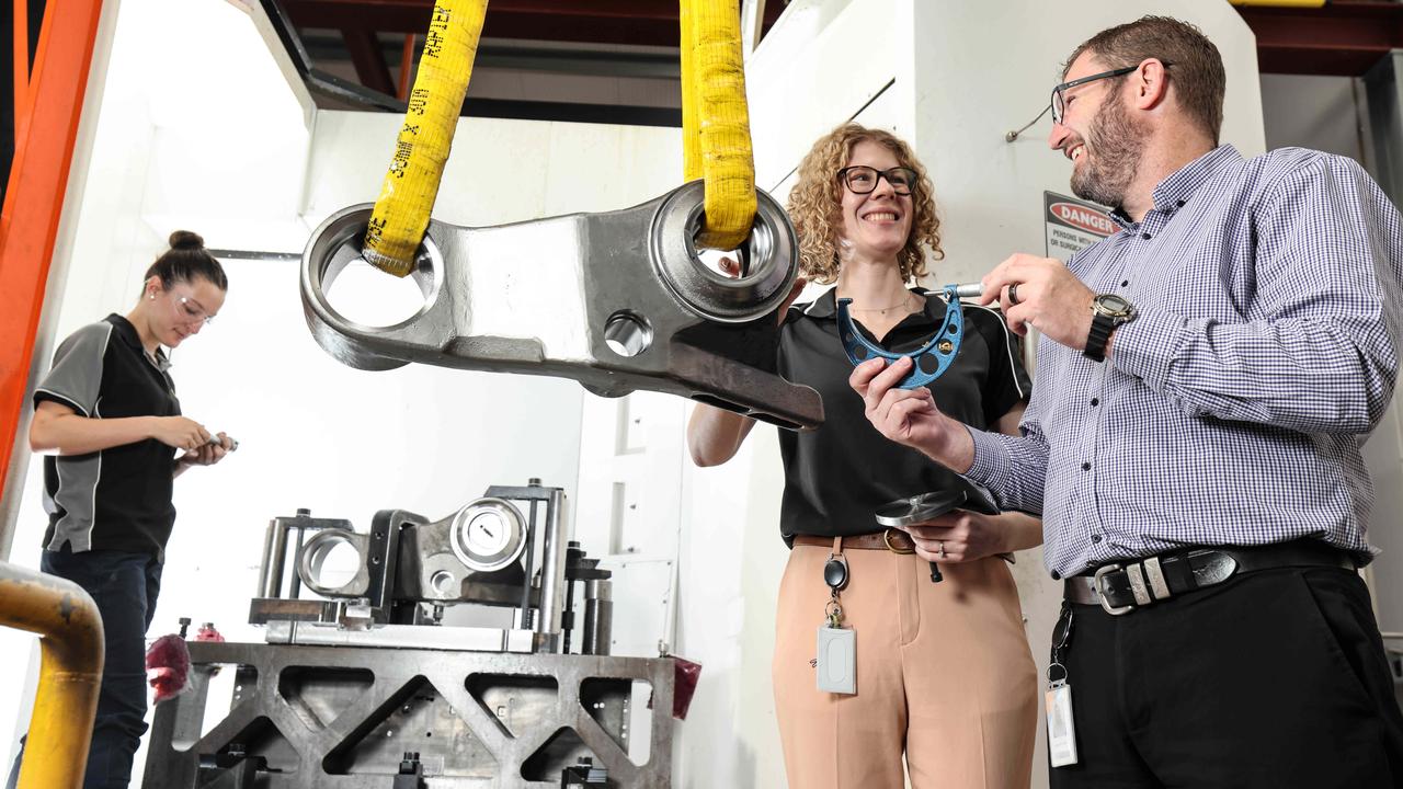 General manager Craig Maynard with quality assurance expert Alison McGroder at Axiom Precision Manufacturing. Picture: Russell Millard