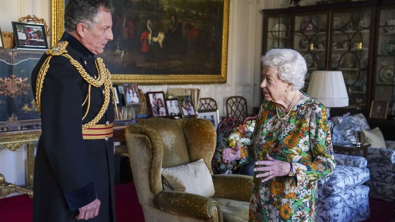 Queen Elizabeth II meeting with General Sir Nick Carter, Chief of the Defence Staff, during an audience in the Oak Room at Windsor Castle. Picture: Steve Parsons – Pool/Getty Images