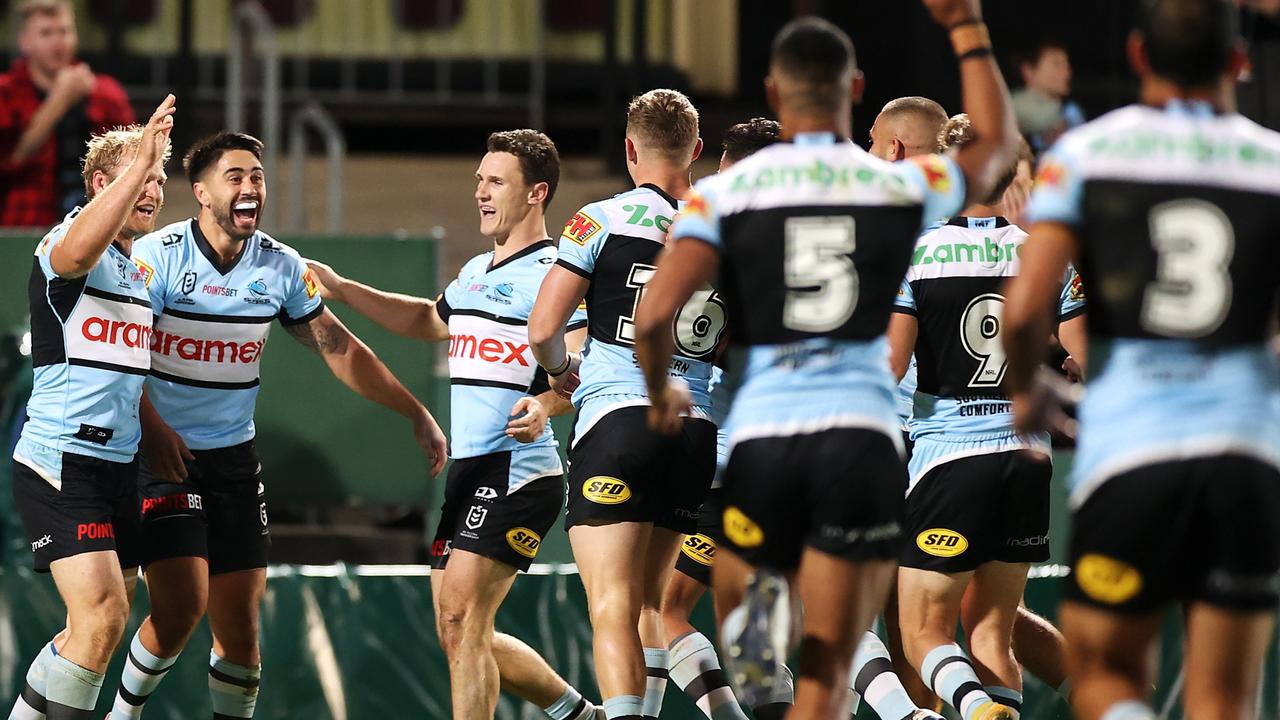 Johnson kicked his first field goal in Sharks colours on Friday night. (Photo by Mark Kolbe/Getty Images)