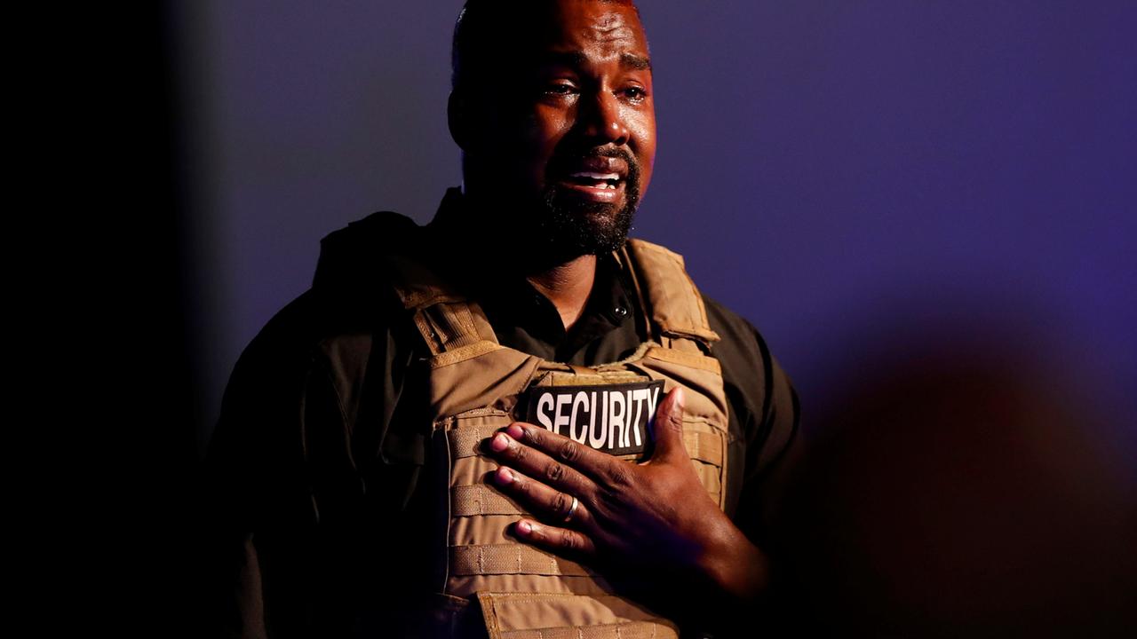 Kanye West at his first political rally in July. Picture: Reuters/Randall Hill