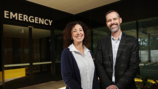 ED nurse Jo Watts and Ed doctor Andy Ratchford outside Northern Beaches Hospital. Picture: Adam Yip / Manly Daily