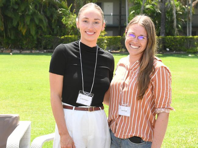 Lucille Crawford and Lara Eminet at the NQ Women's Leadership Forum in Townsville. Picture: Shae Beplate.