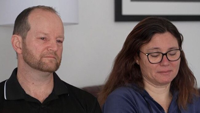 Joshua Elmes' parents broke down on camera, talking about their final moments with their son. Picture: Sunrise