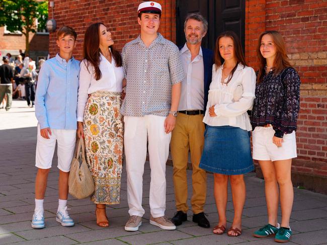 Denmark's Crown Prince Christian poses with his family. Picture: Ida Marie Odgaard/Ritzau Scanpix/AFP