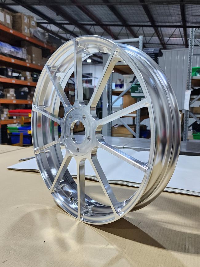 The wheels and hubs for the Sunswift 7 solar-powered electric car that broke a world speed record where created in the Sorensen Product Lab at Sorensen Engineering at Brookvale. Picture: Supplied