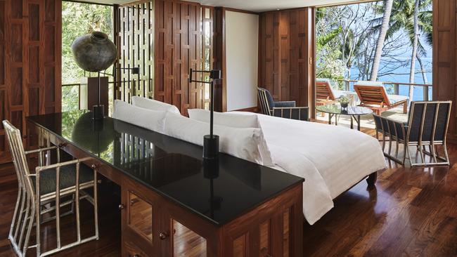 A bedroom in an ocean villa at Amanpuri, Phuket.