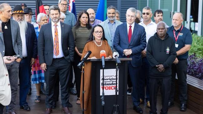 Indigenous Affairs Minister Linda Burney addresses the media in Adelaide on Friday about the voice. Picture: Supplied