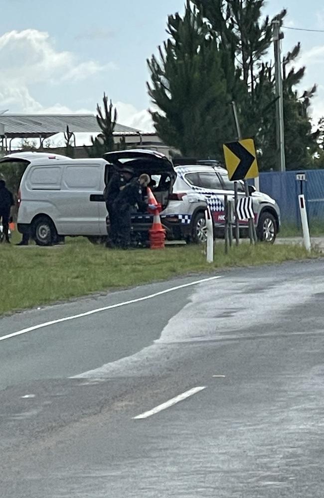 Police on scene at the Nolan Drive motorcycle crash. Picture: Aaron Goodwin