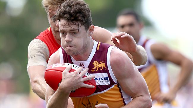 GOLD COAST, AUSTRALIA - APRIL 27: Lachie Neale if the Lions competes during the round 6 AFL match between Gold Coast and Brisbane at Metricon Stadium on April 27, 2019 in Gold Coast, Australia. (Photo by Jono Searle/AFL Photos/Getty Images)