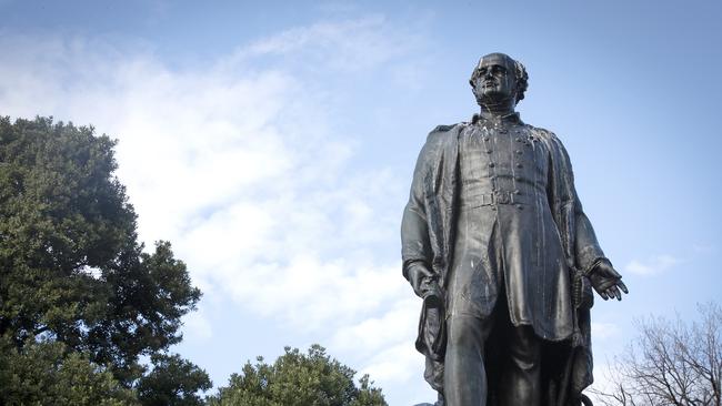 John Franklin statue, another ‘Caucasian male figure’ at Franklin Square, Hobart. Picture Chris Kidd