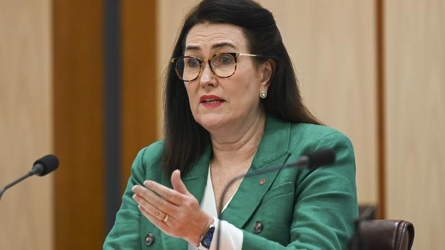 Senator Deborah O'Neill asks a question during Friday’s hearings. Picture: Martin Ollman