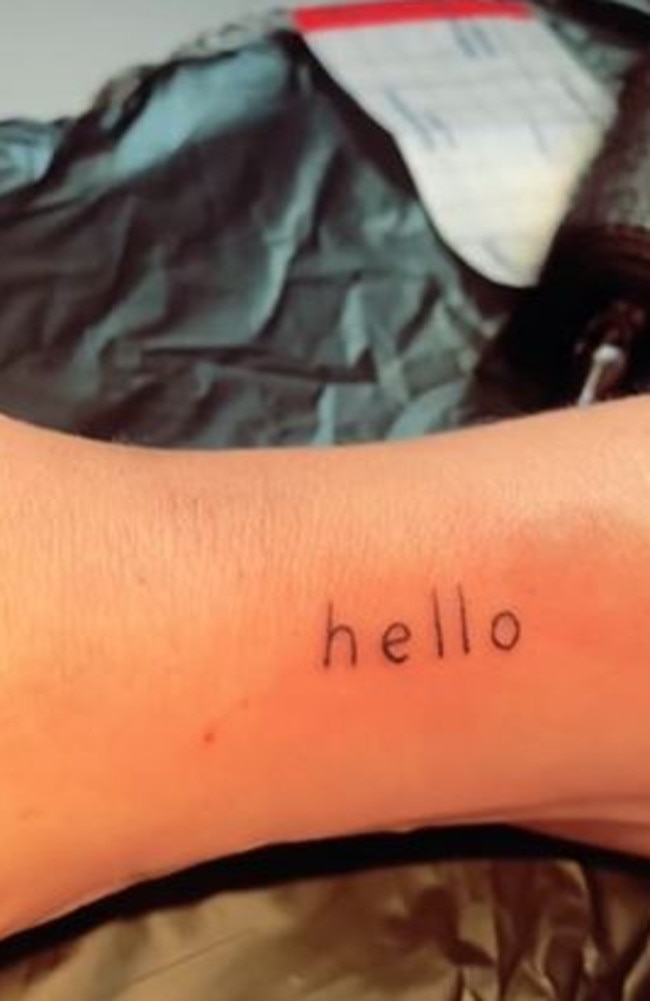 The woman was after a simple tattoo, so she got Asher to ink the word ‘hello’ on her wrist. But while some thought it was ‘cool’ others had concerns over hygiene. Picture: TikTok/luckyboytattoos