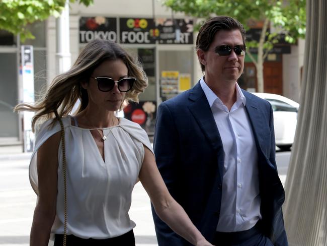 PERTH , AUSTRALIA - NewsWire Photos  NOVEMBER 20, 2023 John and Bianca Rinehart. arrive at the Supreme Court Picture: NCA NewsWire / Sharon Smith